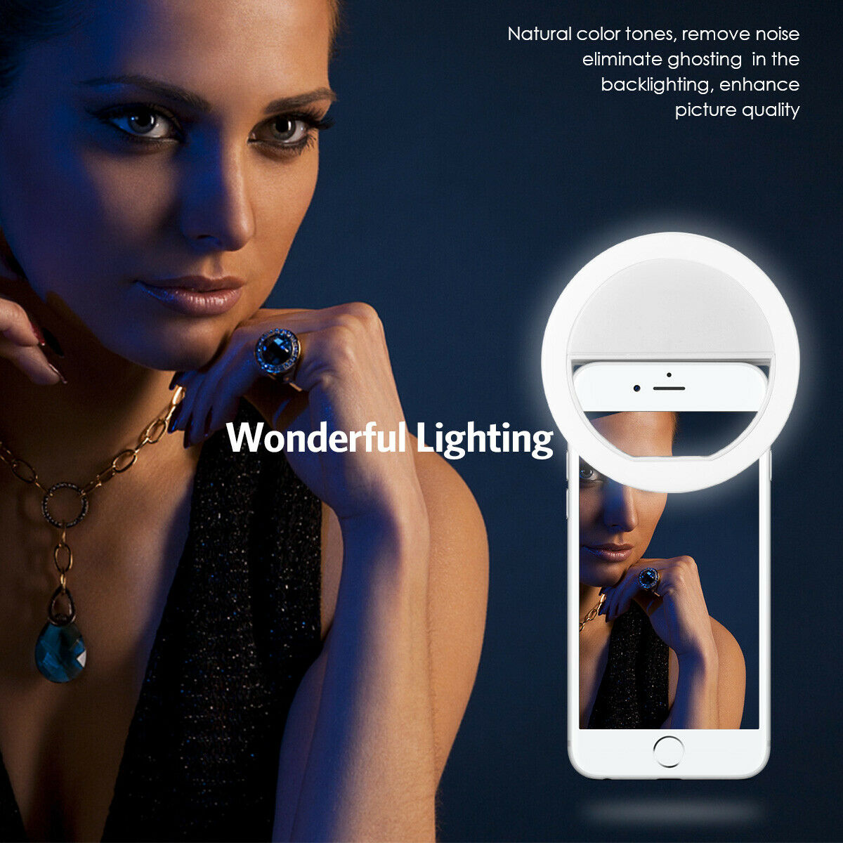 USB Powered LED Selfie Ring Light with Phone Lens for iPhone Samsung Xiaomi Huawei Mobile Phone Photography Selfie Lamp Accessor