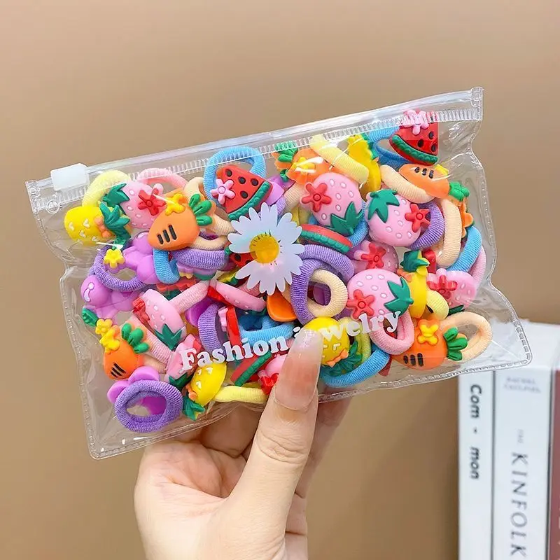 10/20 pçs/set bonito dos desenhos animados de borracha elástica faixas de cabelo meninas não machucar o cabelo pequeno scrunchie crianças doces laços de cabelo acessórios para o cabelo