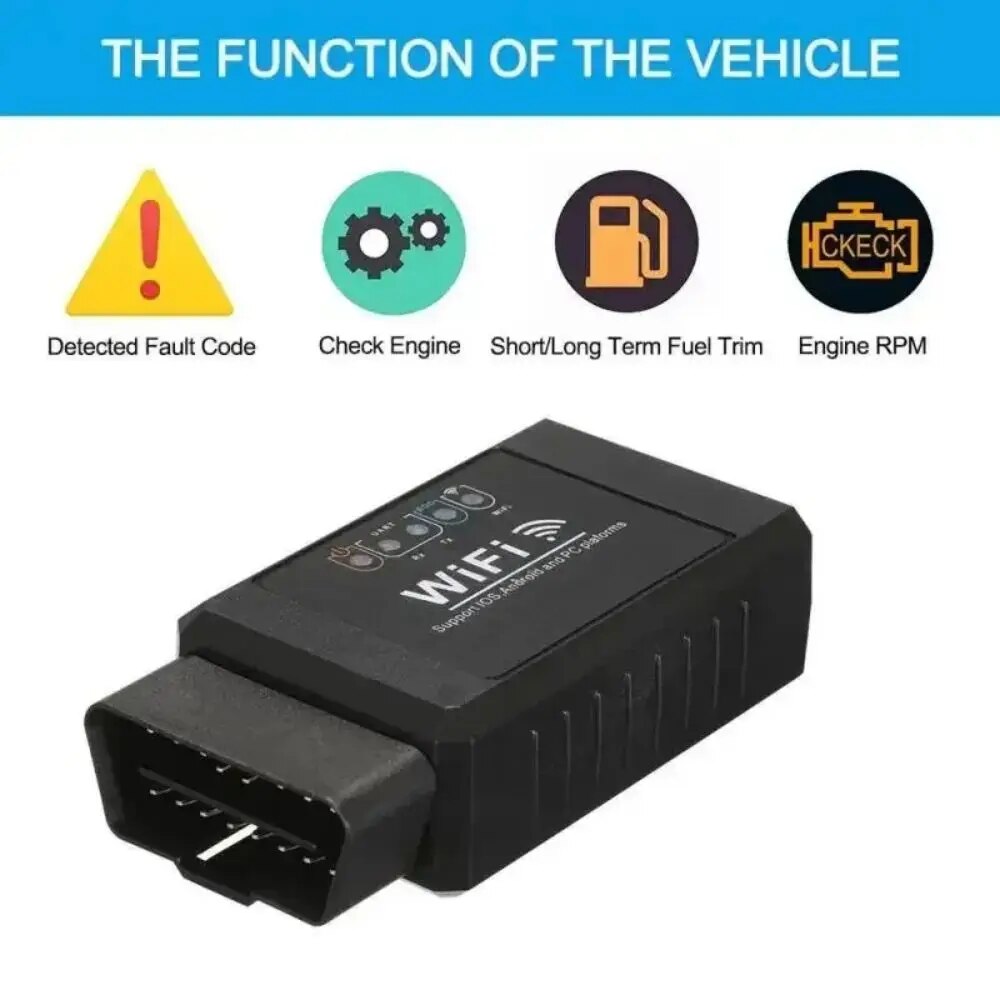 Outil de diagnostic automatique pour iPhone IOS et Android, lecteur de code OBD2, WiFi, ELM327 V 1.5, OBDII, OBD 2, ODB II, ELM 327, V1.5, WAP, FI