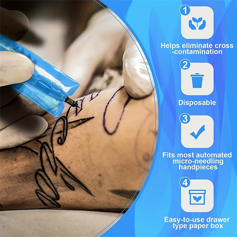 50/100/200 個使い捨て黒/ピンク/ブルータトゥークリップコードスリーブカバーバッグプラスチックタトゥーマシン保護バッグ