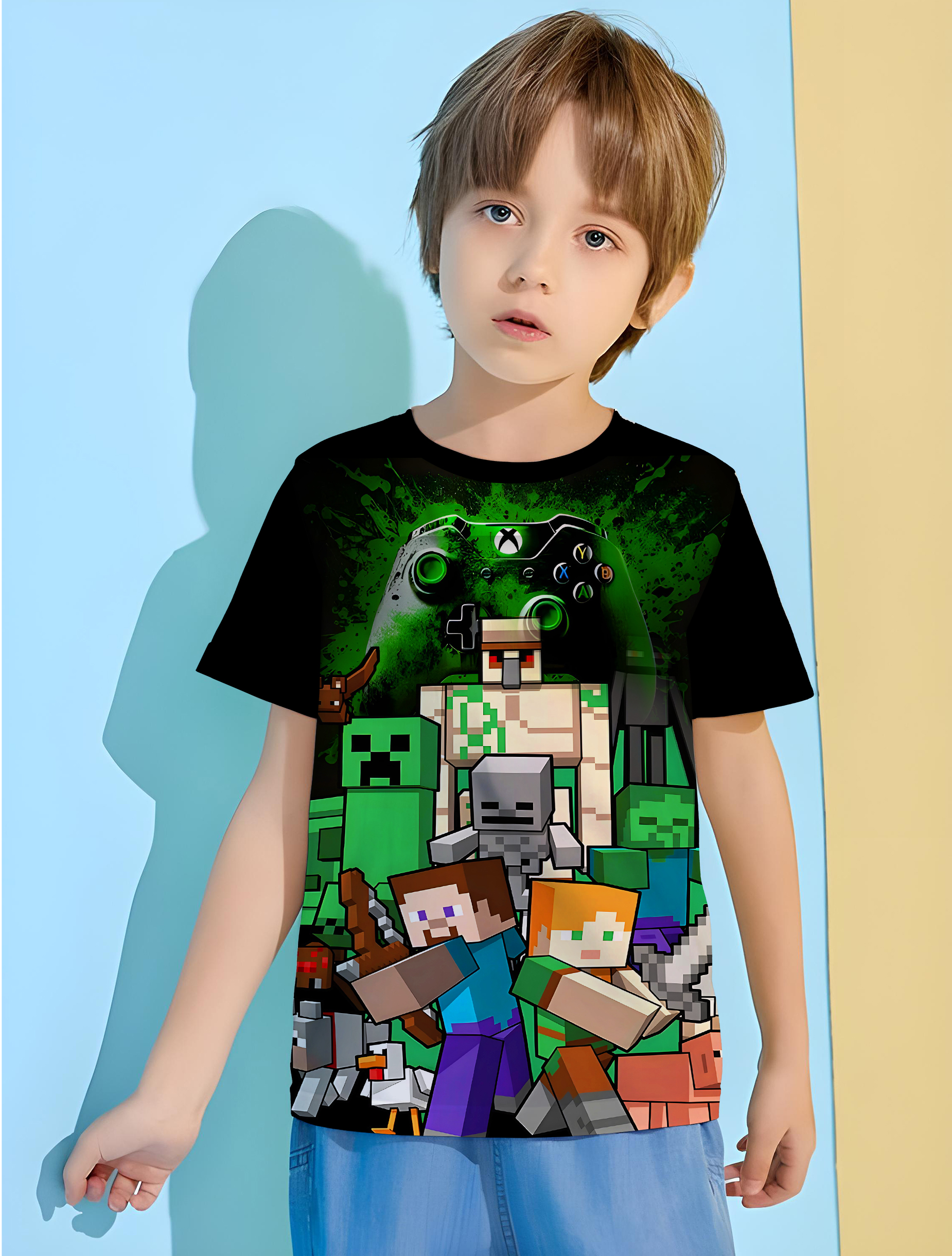 Gioco caldo Stampa Neonati maschi Abbigliamento Neonato Vestiti da 8 a 10 anni Abbigliamento da esterno maschile per bambini Ragazzo Bambino T Shirt Top Camicie