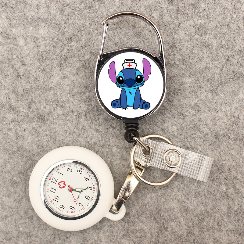 Doutor dos desenhos animados azul mouse enfermeira estilo relógio de bolso multifuncional retrátil e com clipe para homem e mulher