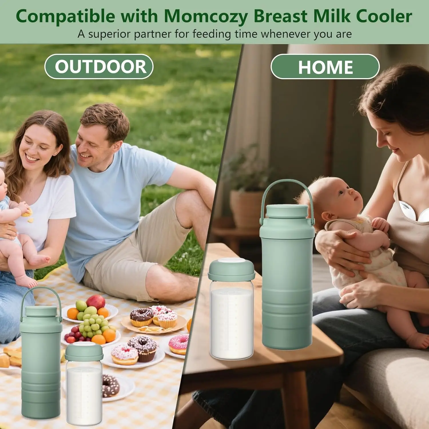 Garrafas de coleta de garrafas de armazenamento de leite materno, recipiente de leite materno de pescoço largo compatível com bomba tira leite momcozy/spectra s1 s2