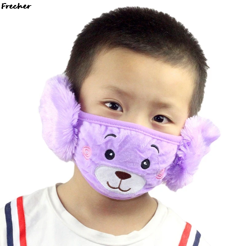 ฤดูหนาวเย็นป้องกัน Earmuffs เด็กปาก WARM Earflaps กลางแจ้ง Fluffy หู Muffs หมวก Plush หูฟัง Face Masks