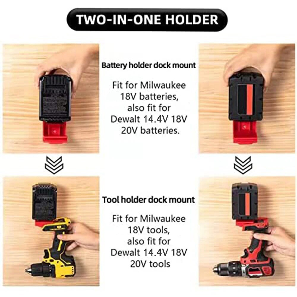 1Pcs Battery Tool Machine Drill Holder for Dewalt 18/20V Battery Tools For Milwaukee 18V Power Tool Mounts Storage Hanger