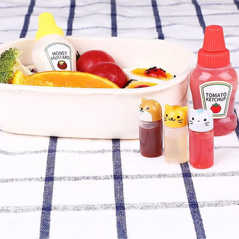 Mini Gia Vị Bóp Chai Hộp Trộn Salad Sốt Cà Chua Bóp Bình Đựng Nhựa Di Động Hộp Cơm Trưa