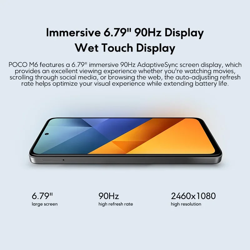 POCO-Smartphone M6 Global Version, 128 Go, 256 Go, MediaTek Helio G91 Ultra, 6.79 en effet, écran 90Hz, 33W, charge rapide, 5030mAh, 108MP, NDavid