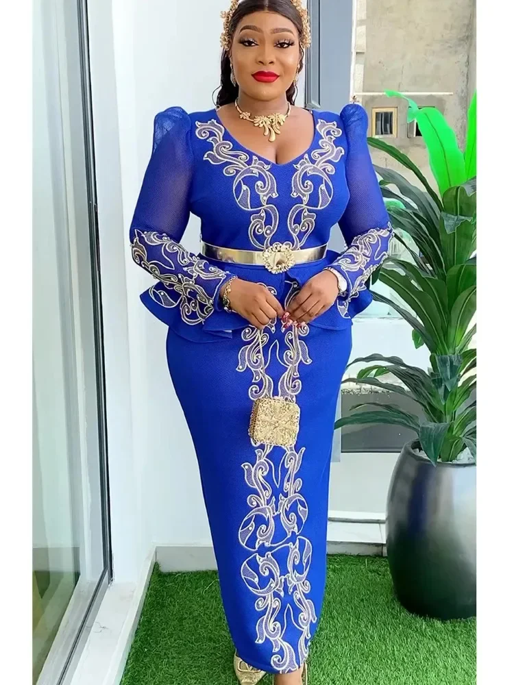 Elegant ชุดแอฟริกันสําหรับผู้หญิง 2025 ใหม่แอฟริกาเสื้อผ้า PLUS ขนาดตุรกีงานแต่งงานชุดยาว Dashiki อังการาชุด Robe