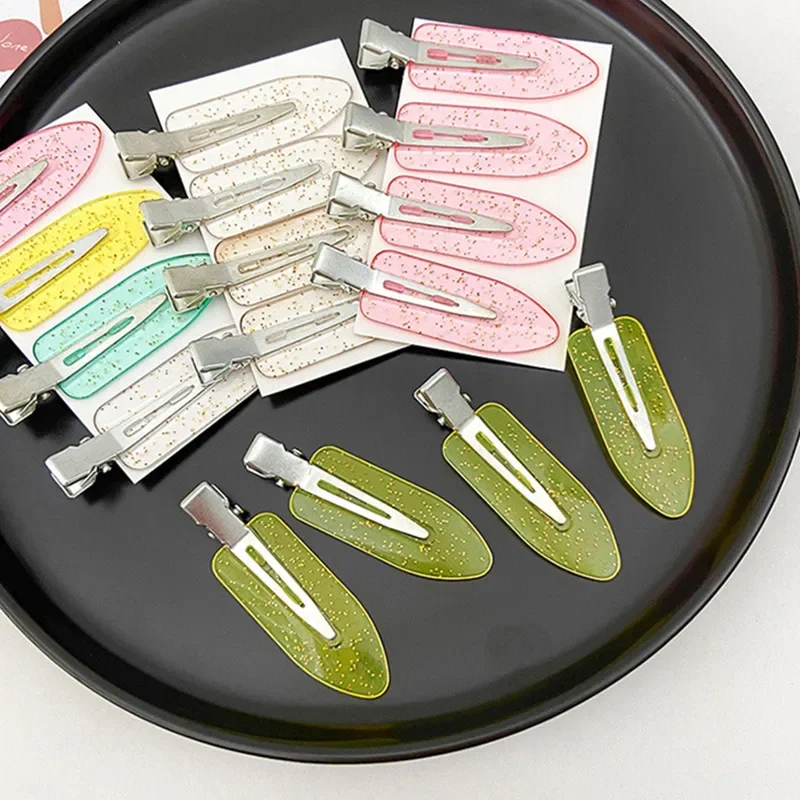 4 Liền Mạch Không Uốn Cong Kẹp Tóc Barrettes Không Đánh Dấu Chân Cong Kẹp Trang Điểm Không Nhăn Tóc Tạo Kiểu Tóc bằng Kẹp Màu Mới