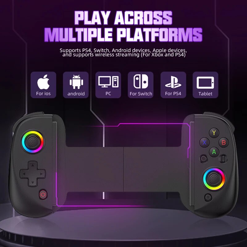 VILCORN-Controlador RGB Flexível Dual Hall, Jogos D8, Gamepad Streaming para Tablet, Android, PS4, Switch, PC Joystick