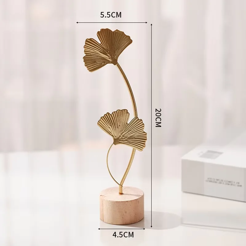 1 個ゴールデンイチョウの葉の羽金属モデル置物マニュアルデスクトップ工芸品装飾品写真の小道具彫像彫刻家の装飾