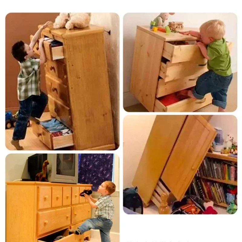 2 Chiếc Thép Không Gỉ Chống Đầu Đồ Nội Thất Mỏ Đồ Nội Thất Tường Dây An Toàn Nặng Rơi Đồ Nội Thất Phòng Chống Dây