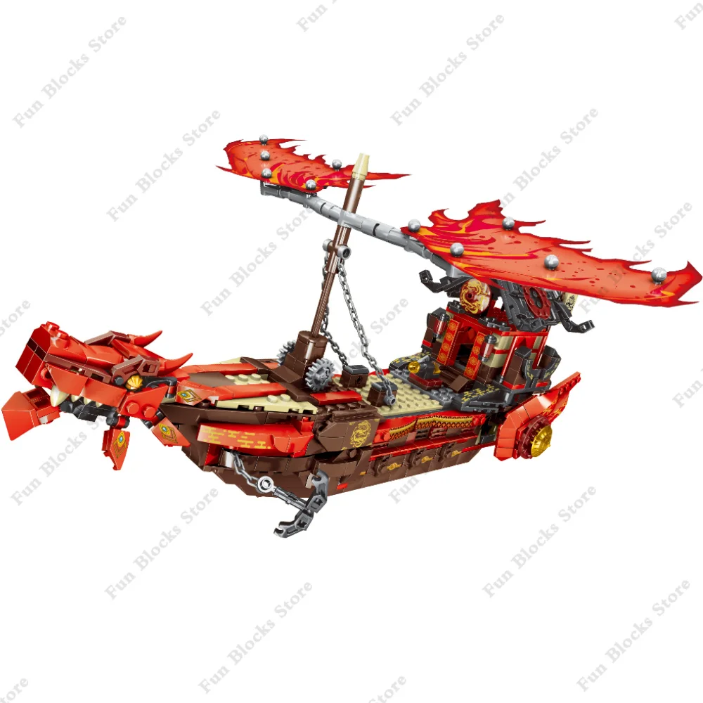 New Phantom Ninja Rồng Tàu Khối Xây Dựng Mô Hình Sodiers Con Số Thuyền Gạch Mộc Sáng Tạo Chuyên Gia Trẻ Em Đồ Chơi Cho Bé Trai Trẻ Em