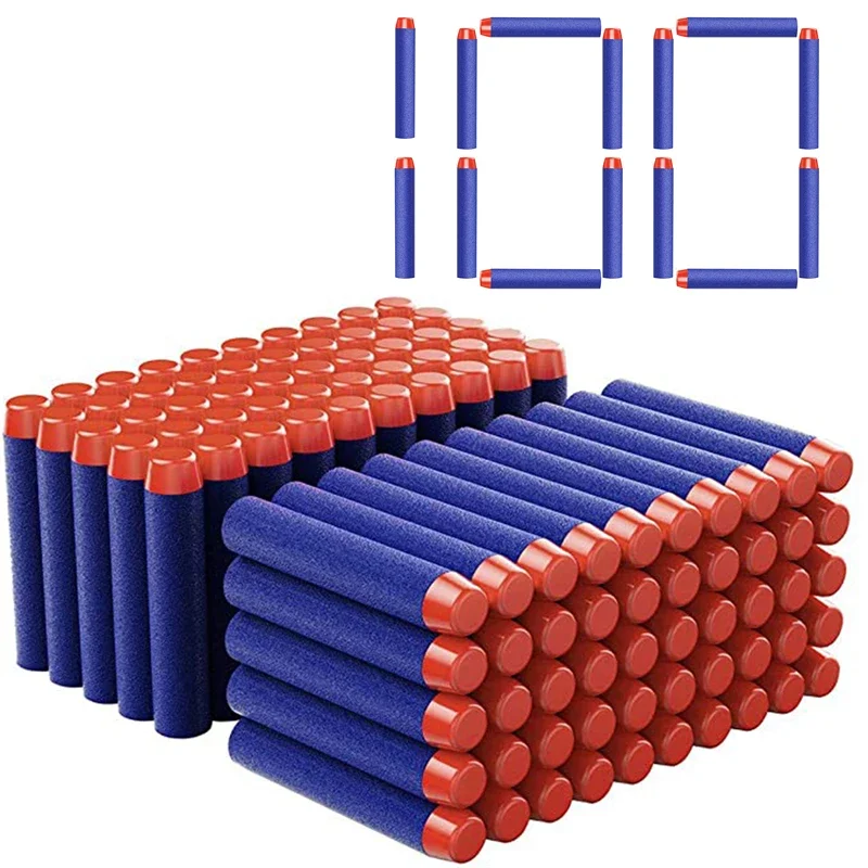 100pcs Blue Solid Round Head Bullets 7.2cm For Nerf Series Blasters Refill Darts Kids Toy Gun Ccessories