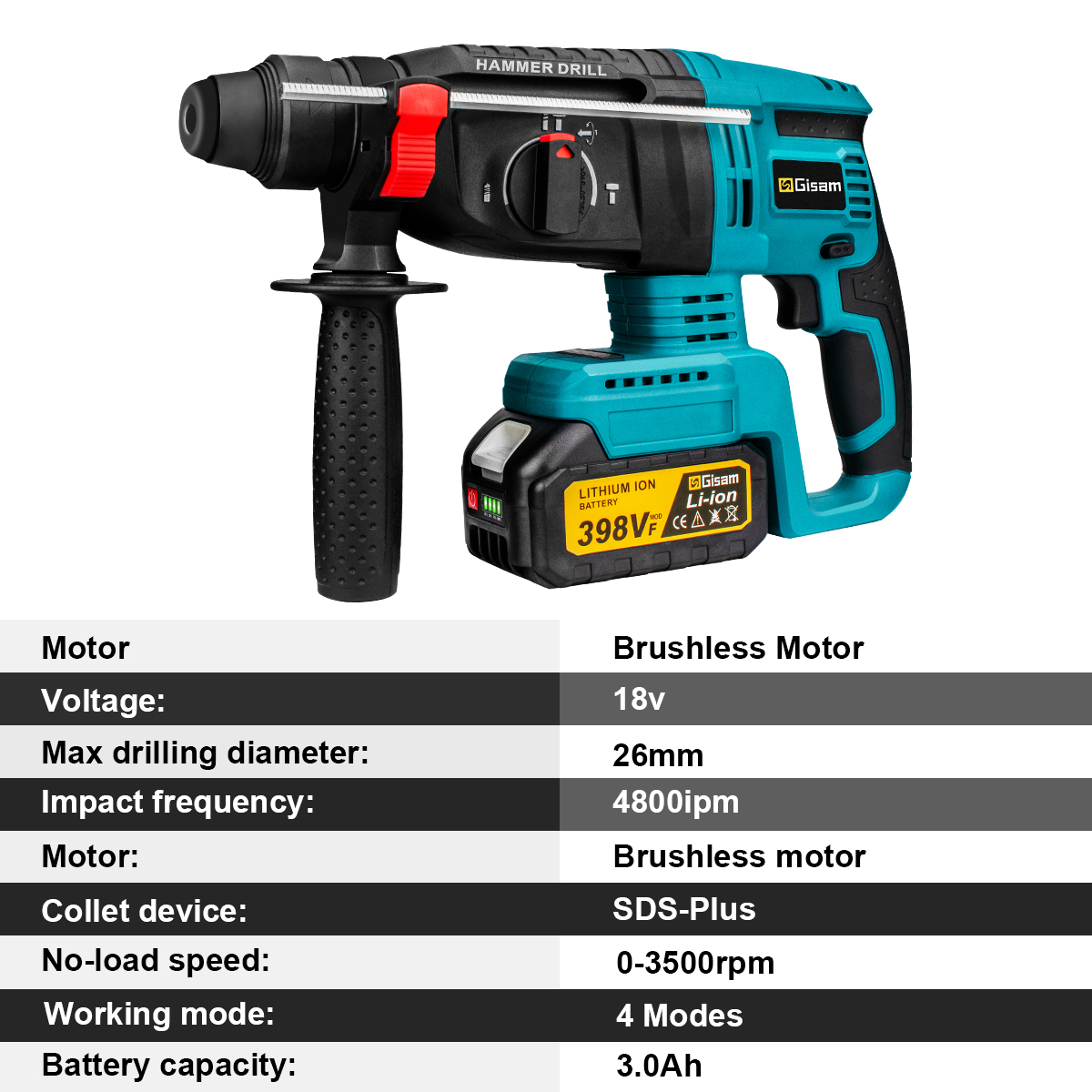 26mm Brushless Electric Hammer Drill Multifunctional Rotary Hammer Cordless Impact Hammer Power Tools For Makita 18V Battery Pin