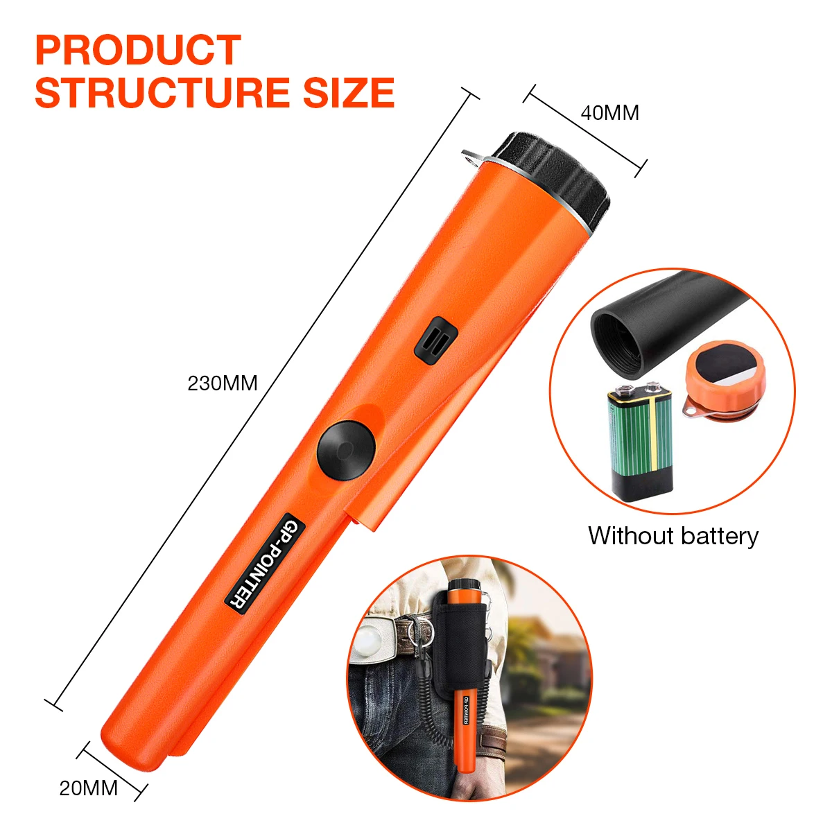 Professional Treasure Hunter Pointer Handheld Metal Detector Finder Pinpointer Probe Pinpointing Waterproof 360 Side Scan