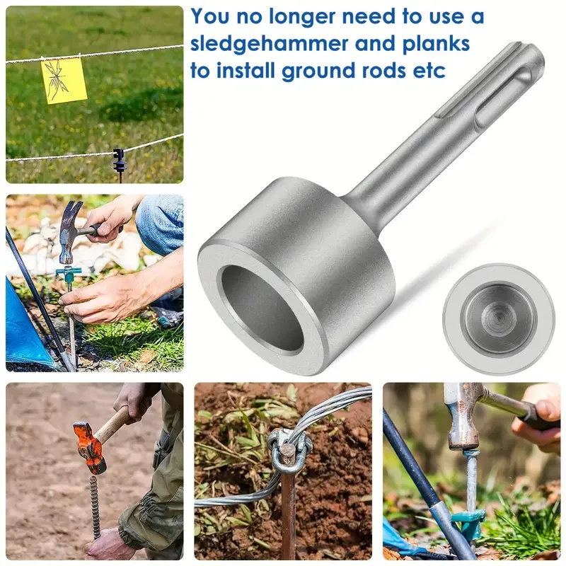 SDS Plus Ground Rod Driver 85mm Heavy Duty Steel Drill Bit Driver Wear Resistant Wide Compatibility Ground Rod Bits Socket for R