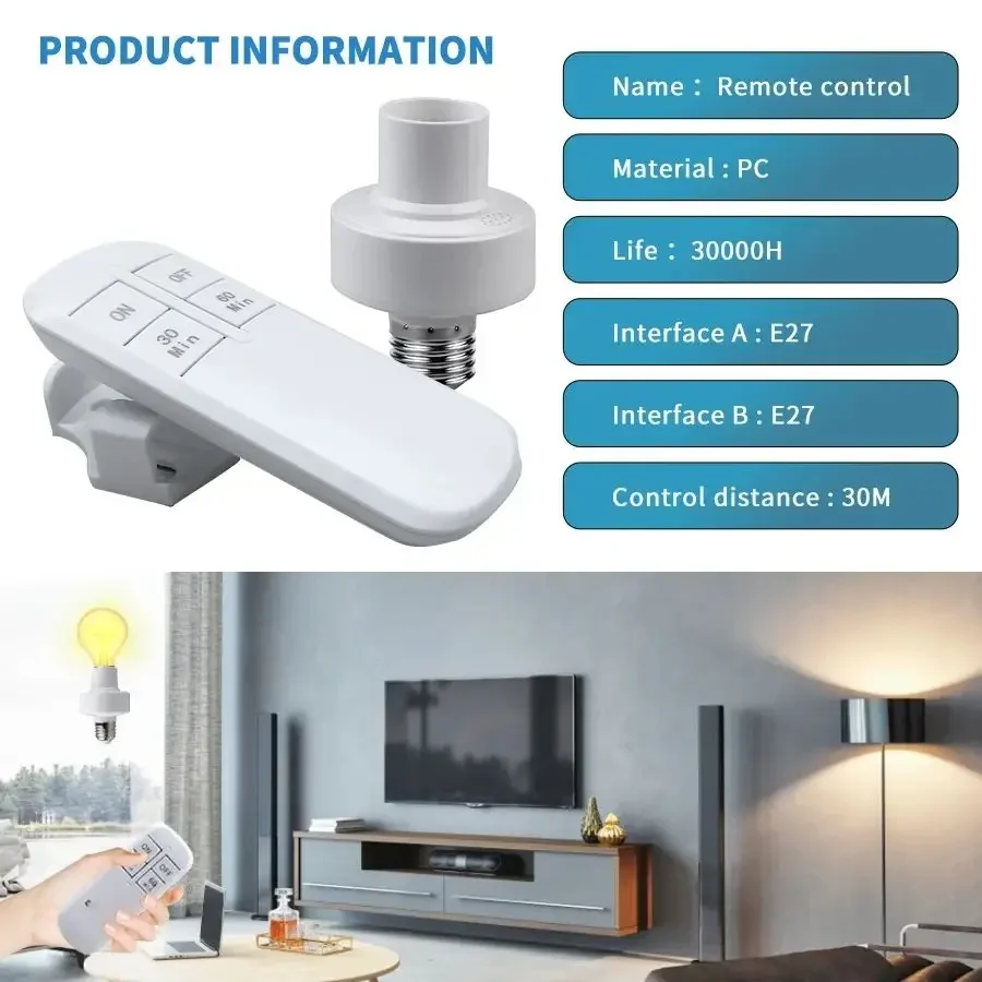 Drahtlose Fernbedienung Lampenfassung Zeitschaltuhr LED Glühbirne Sockel E27 Fern 110 V 220 V für Downlight Anhänger Anhänger
