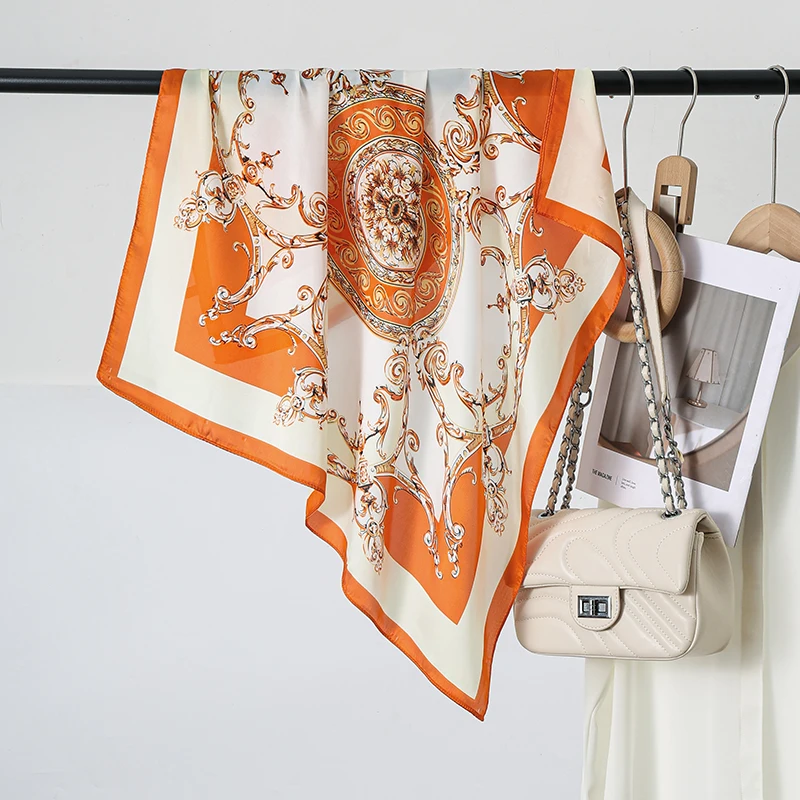 70 ซม.ผ้าไหมผ้าพันคอผู้หญิงแฟชั่นแบรนด์หรูซาตินคอ Tie หญิงผมผ้าพันคอผ้าโพกศีรษะ Shawl Wrap Hijab Echarpe