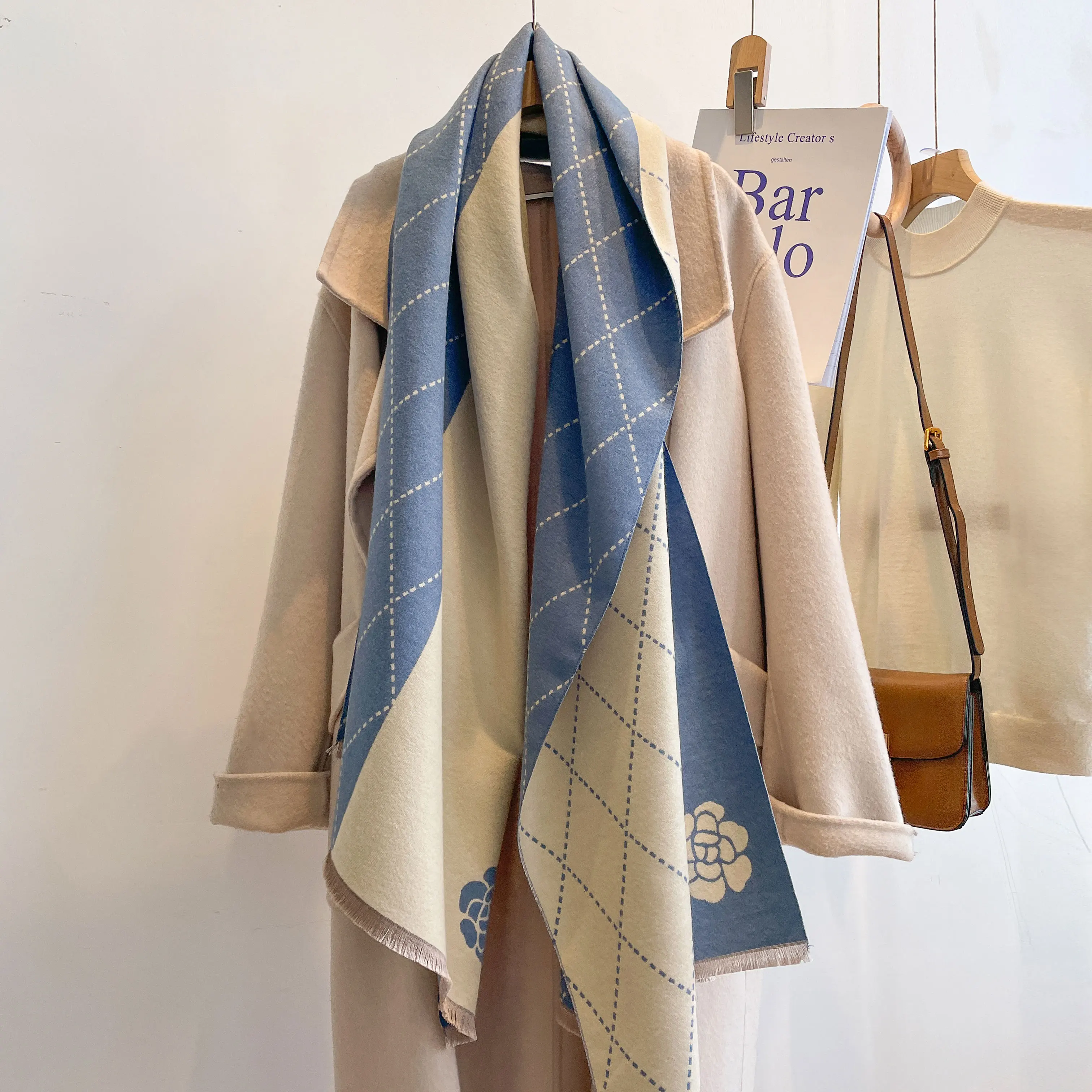 2023 designer cachecol de caxemira feminino inverno xale e envoltórios hijab cobertor grosso senhoras longo pashmina echarpe lenço bufanda