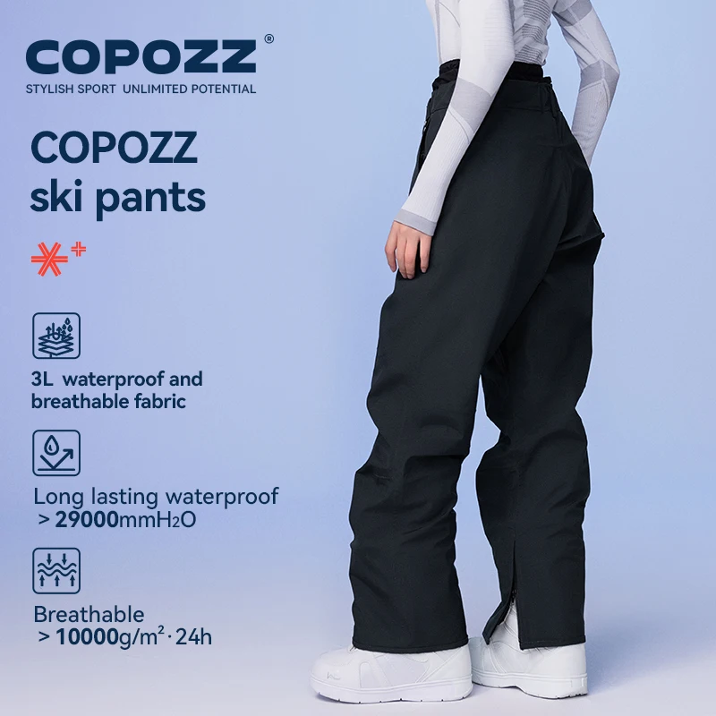 COPOZZ зимние лыжные штаны 3л, мужские свободные брюки, уличные сноубордические ветрозащитные водонепроницаемые зимние штаны, сохраняющие тепло, женская лыжная одежда
