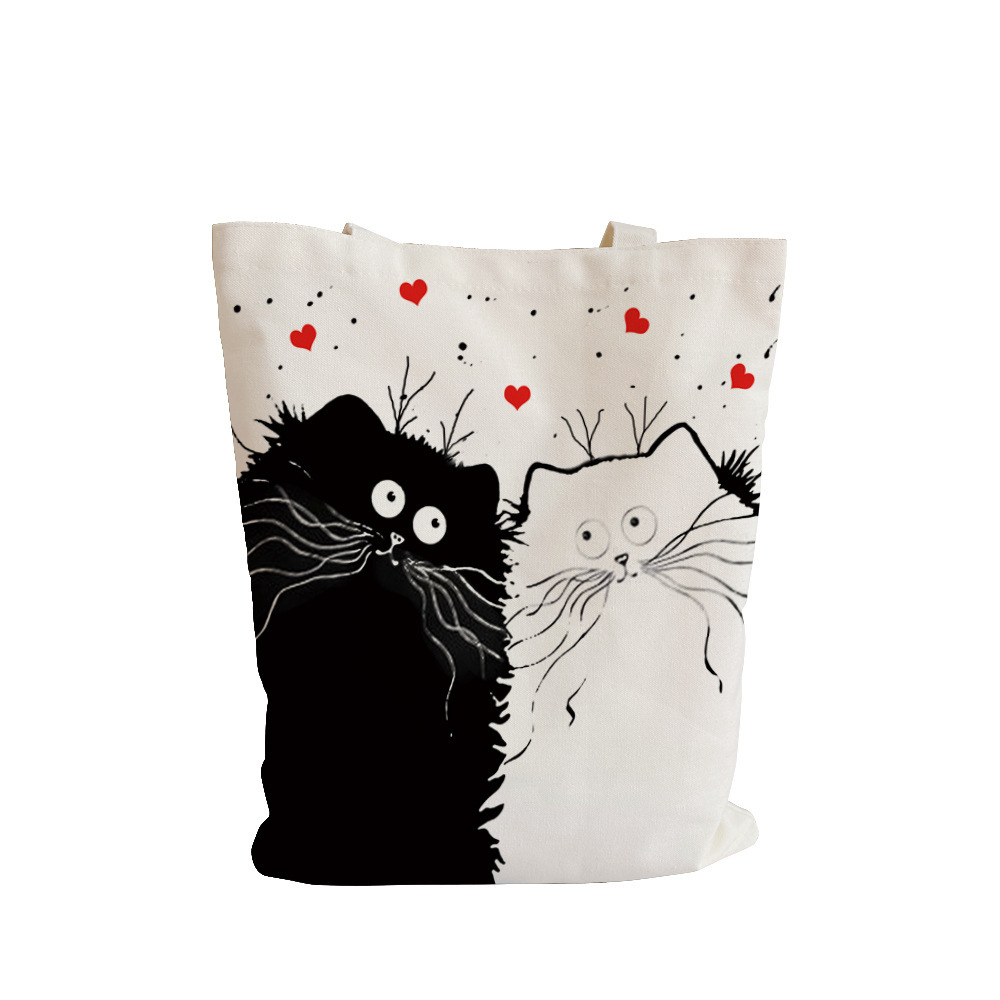 Simpatico gatto Shopping Generi alimentari Riutilizzabile Regalo per ragazza della scuola Borsa tote Andeiltech per donna Estetica senza cerniera
