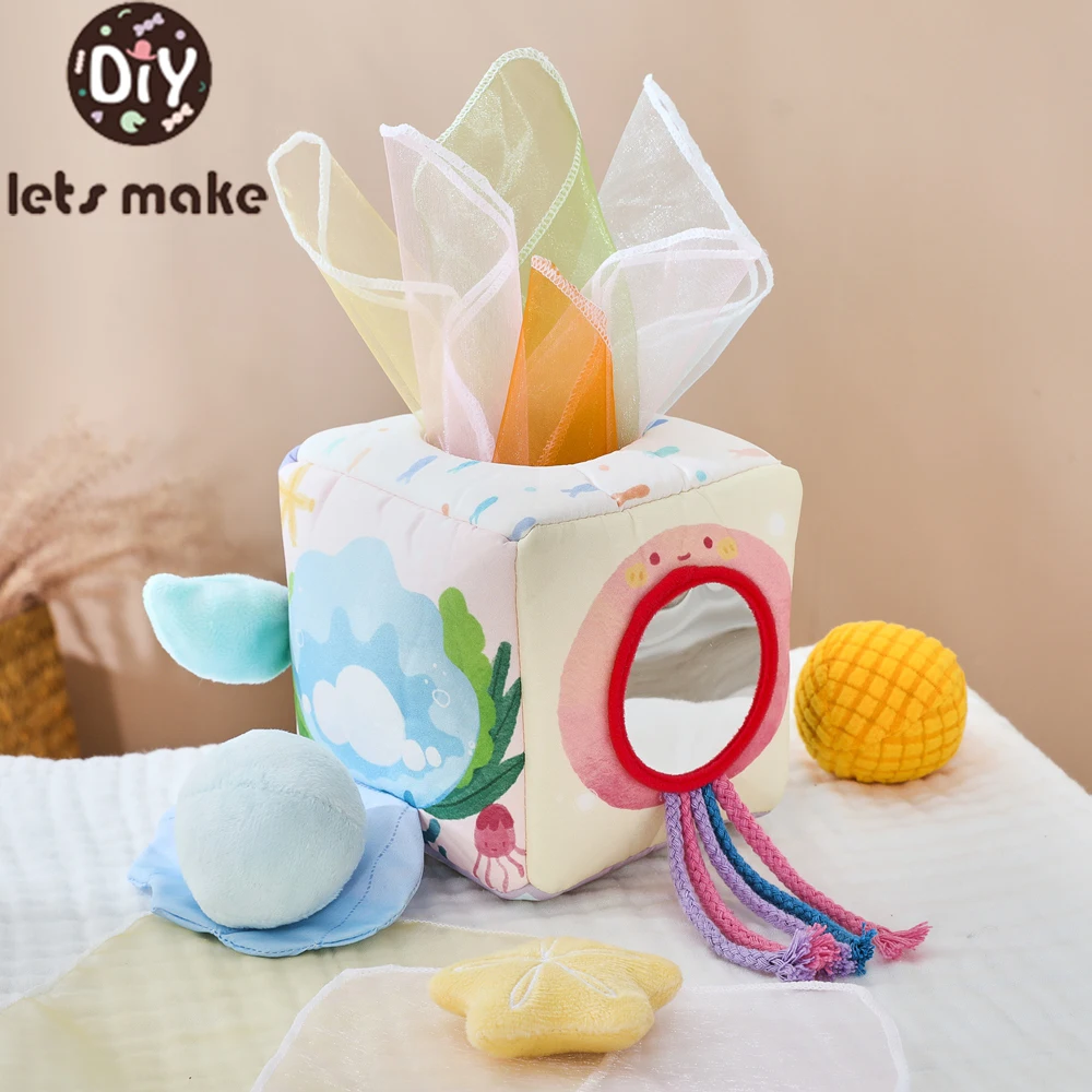 Montessori Baby Toys Cloth Magic Tissue Box Finger Exercising Motor Fun Skills Educational Toy Soft Cloth Book Cotton Box Gift