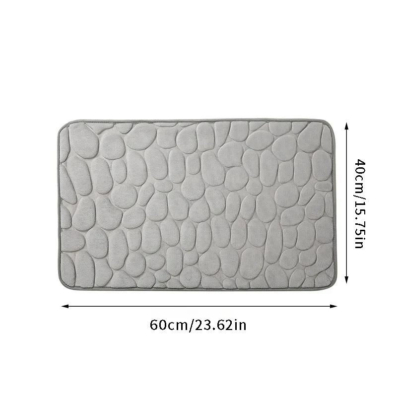 Baddeken met kiezelsteen reliëf, absorberende vloermat van traagschuim, badkamervloermat, antislip deurdeken, vloermat voor binnen