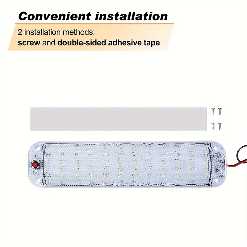 12V-80V 72LED wewnętrzna lampka światło listwa pasek z przełącznikiem lampka wewnętrzna samochodowa LED oświetlenie Camper Bus motorówka oświetlenie dachowe