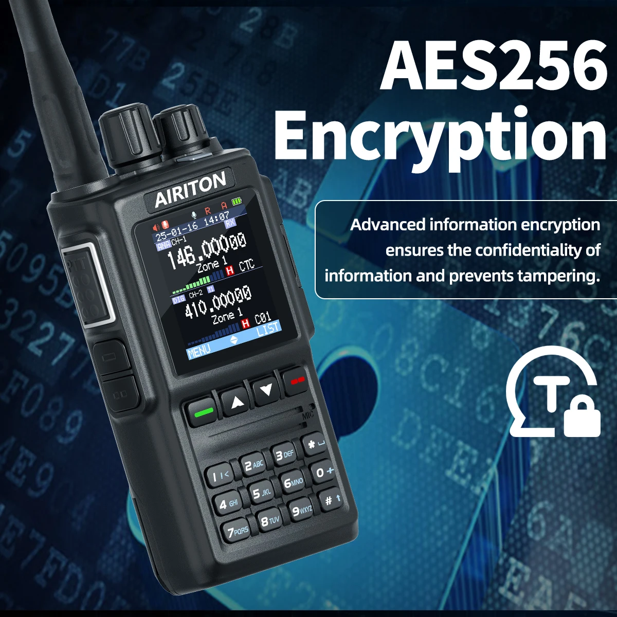 Airiton DM-168 DMR Digitales Walkie-Talkie, leistungsstarker SMS-Dual-Modus, analog, AES256, verschlüsselter Typ C für Anytone AT-D168UV Amateurfunk