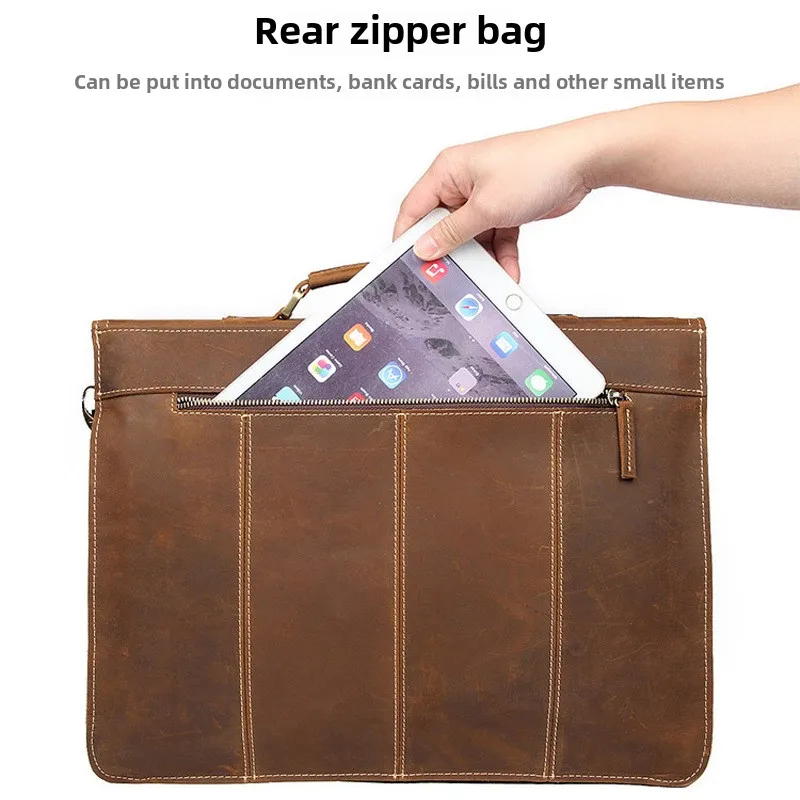 Formale Business-Tasche aus echtem Leder, Aktentasche für 15-Zoll-Notebook, PC, Computertasche, Rindsleder, Messenger-Taschen für Männer