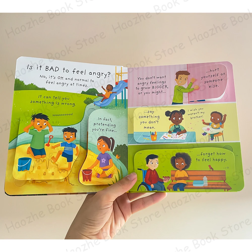 最初の質問と回答: なぜ私は怒っているのでしょうか? Usborne リフト ザ フラップ 子供用アクティビティ 英語ブック キッズ ギフト モンテッソーリ