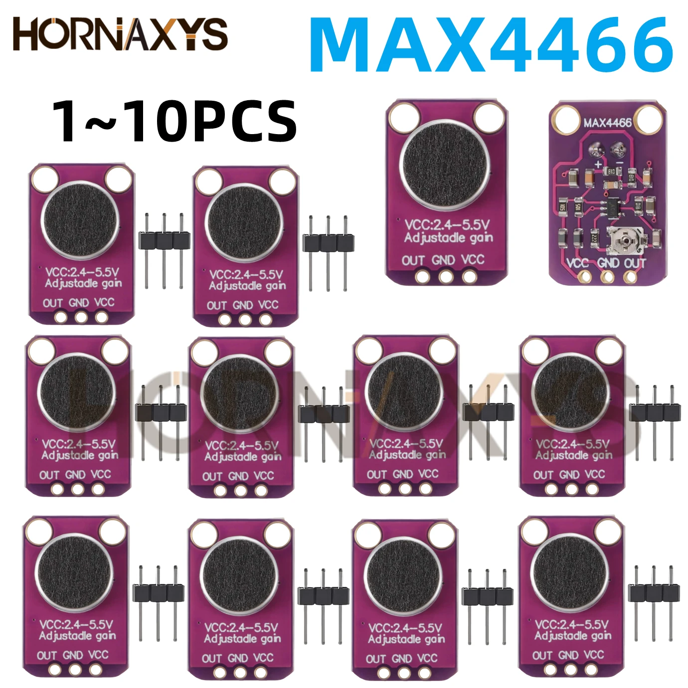 1-10 шт. GY-MAX4466 модуль усилителя электретного микрофона MAX4466 с регулируемым усилением для Arduino