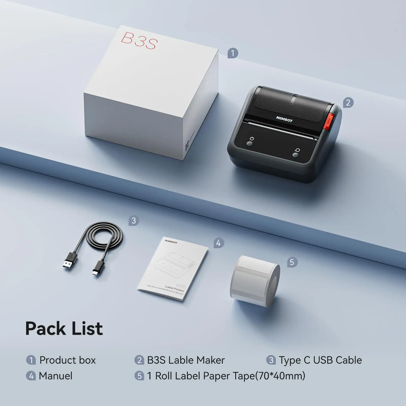 NiiMbot B3S Commercial Wireless Label Maker ซูเปอร์มาร์เก็ตราคา Barcode Label Printer สําหรับร้านขายเสื้อผ้าขนาดเล็กธุรกิจ