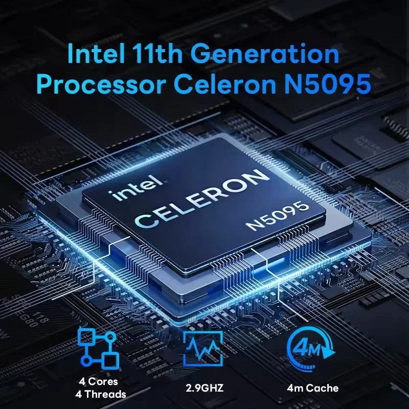 Ordenador portátil Intel Celeron N5095, Notebook de 14,1 pulgadas, 16GB, DDR4, 1TB, SSD, Windows 11 Pro, para Gamer, oficina y estudio