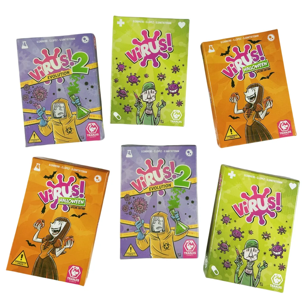 1 caixa de cartas de jogo de vírus divertido vírus 1/2/3 baralho de jogo de tabuleiro espanhol inglês edição francesa versão para festa jogando cartas