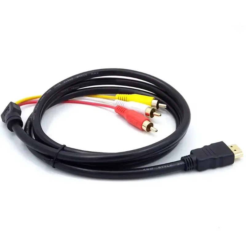 1080p 1.5m hdmi-compatível com 3 rca vídeo áudio hdmi-cabo av cabo conversor adaptador para tv set-box dvd portátil