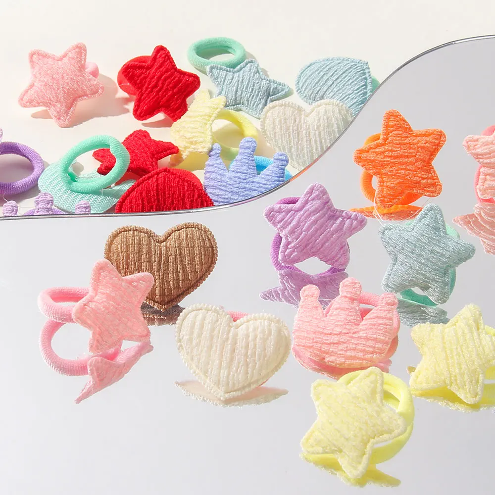 10-30 pçs crianças elásticos faixas de cabelo meninas bola de pelúcia faixa de borracha para crianças doces scrunchie laços de cabelo clipe acessórios de cabelo do bebê