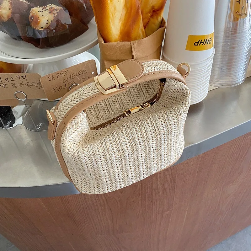 Grama tecido pequeno saco casual bolsa feminina mão ombro crossbody saco 2025 verão novo estilo