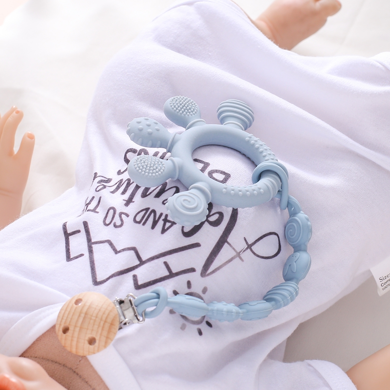 1PC Baby Silicone Teether Toys BPA Free Silicone Finger Ring Pacifier Chain Soothing Teething Toys For Newborn Teething Gifts