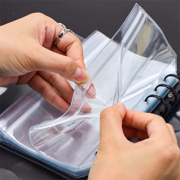 A5A6A7 Transparent PVC Double Sided 1 Flat Pull 1 Outer Opening Loose Leaf Bag Notebook  Document Filing Bag