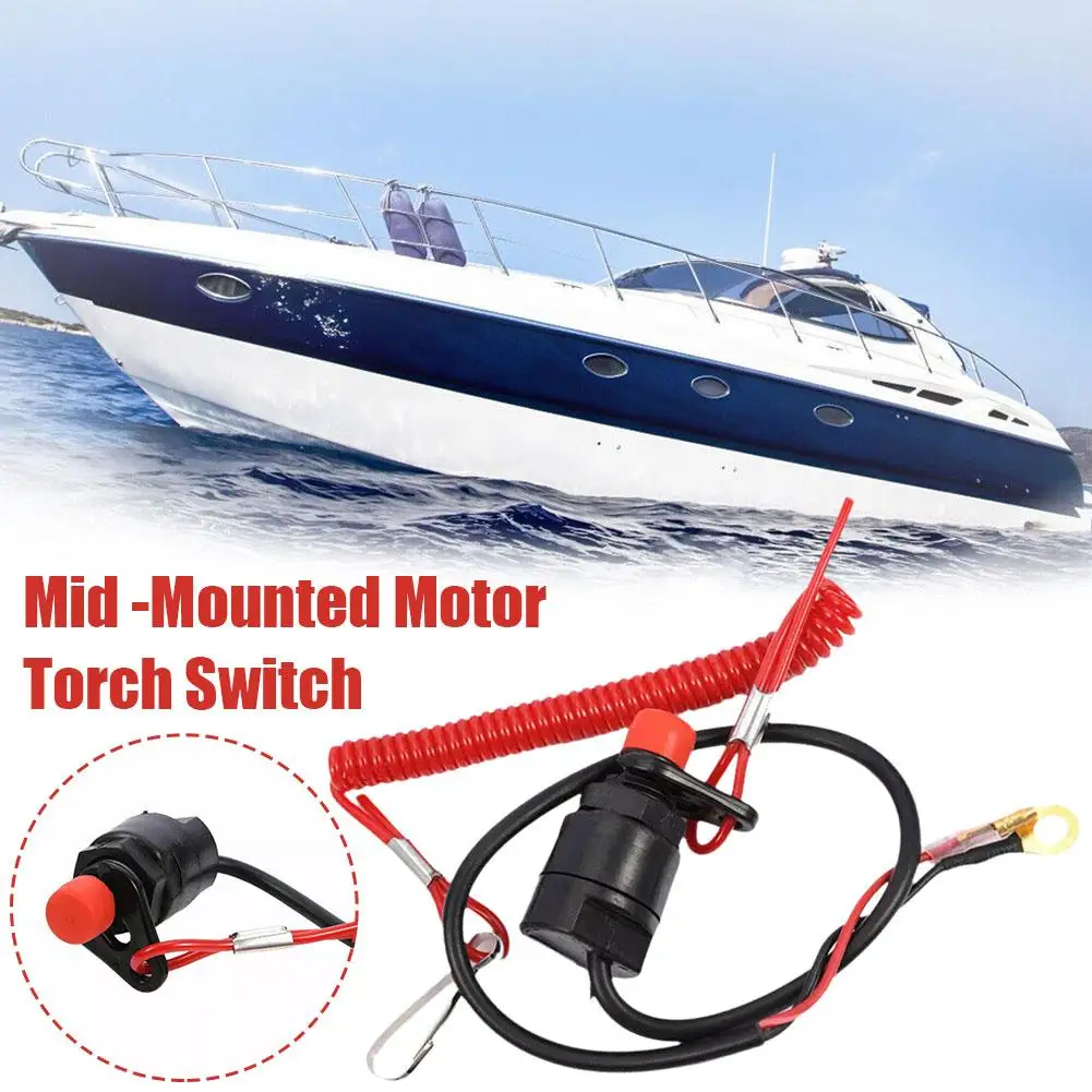 Interruptor de desligamento do motor portátil do barco a motor com corda de segurança, dispositivo de emergência Kill Stop Switch