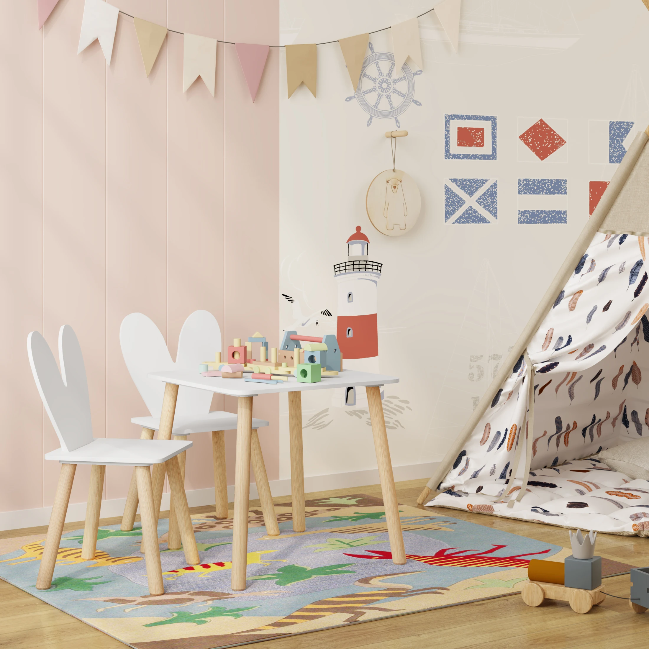 WOLTU 1 ensemble Table pour enfants avec 2 chaises ensemble de Table d'activité pour enfants pour apprendre à manger peinture lecture maternelle pépinière