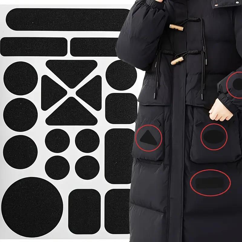 1 conjunto, remendo de reparo de tecido autoadesivo instantâneo-preto universal, ferro resistente para casacos de penas