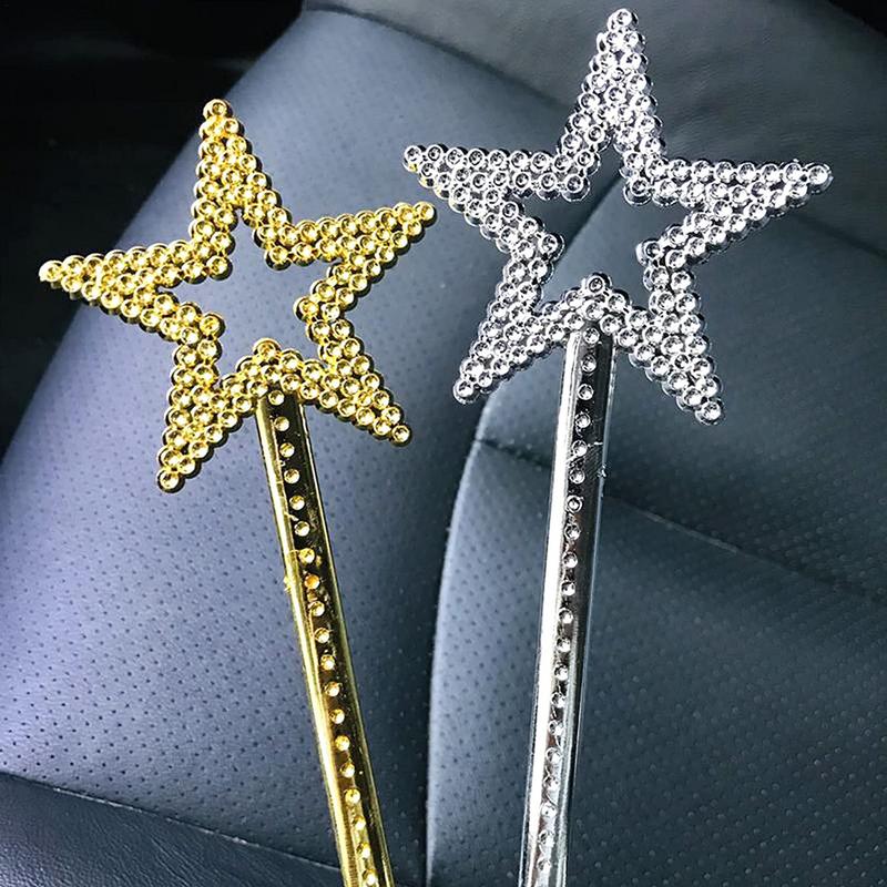 Varita de hadas de 13 pulgadas, varita de estrella de Ángel dorada y plateada, bastón de Hada de princesa de plástico con estrella de cinco puntas para escenario de niñas, 1 ud.