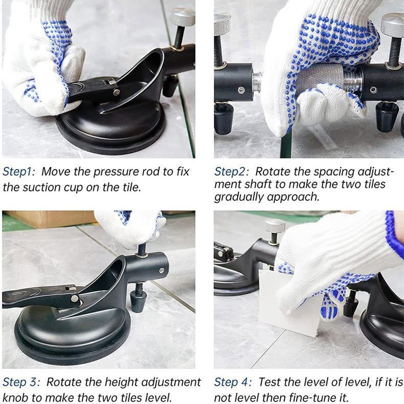 Ventosa de emenda de cabeça dupla ajustável, levantador de pedra de vidro para puxar e alinhar superfícies planas, ferramentas de construção