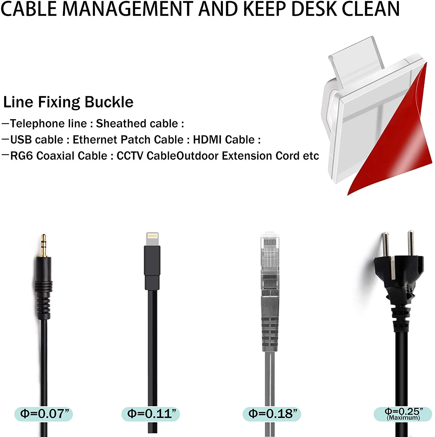 Wire Manager Suporte do cabo, Organizador do cabo, Clipes de cabo, Carregamento USB, Data Line Bobbin Winder, Wall Mounted Hook, 50Pcs