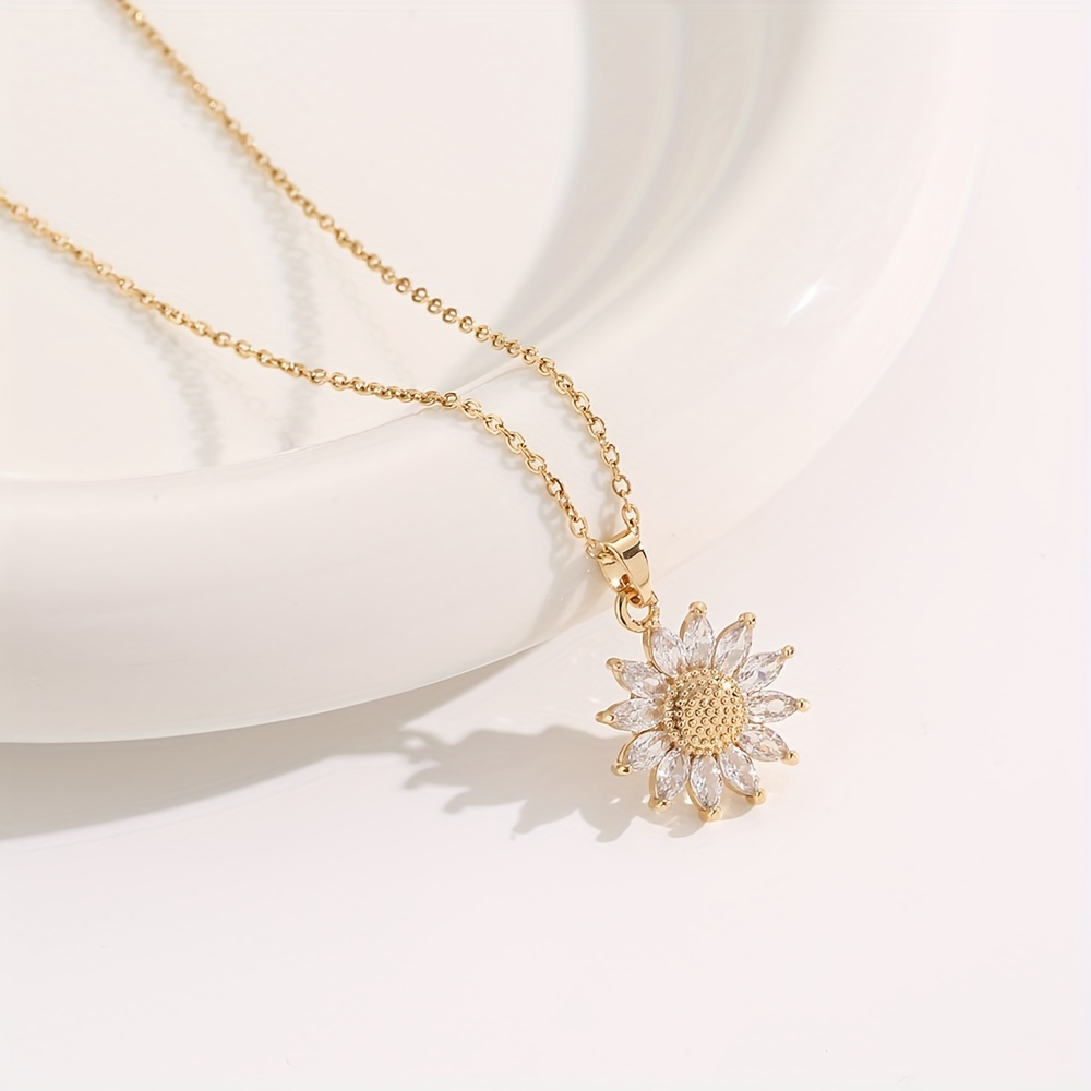 Conjunto de presente elegante com colar de girassol - Comemore o amor, lealdade