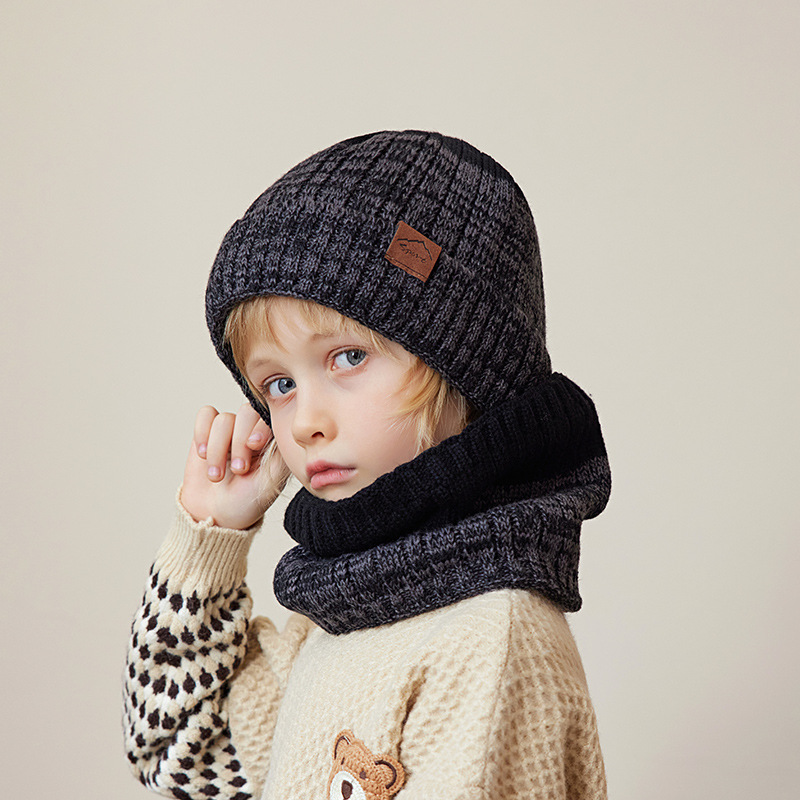 Gorro de invierno para niños, bufanda, guantes, conjunto de 2 piezas/3 uds., forro polar para niños y niñas, gorro de hilo de lana, gorro de punto a rayas para niños