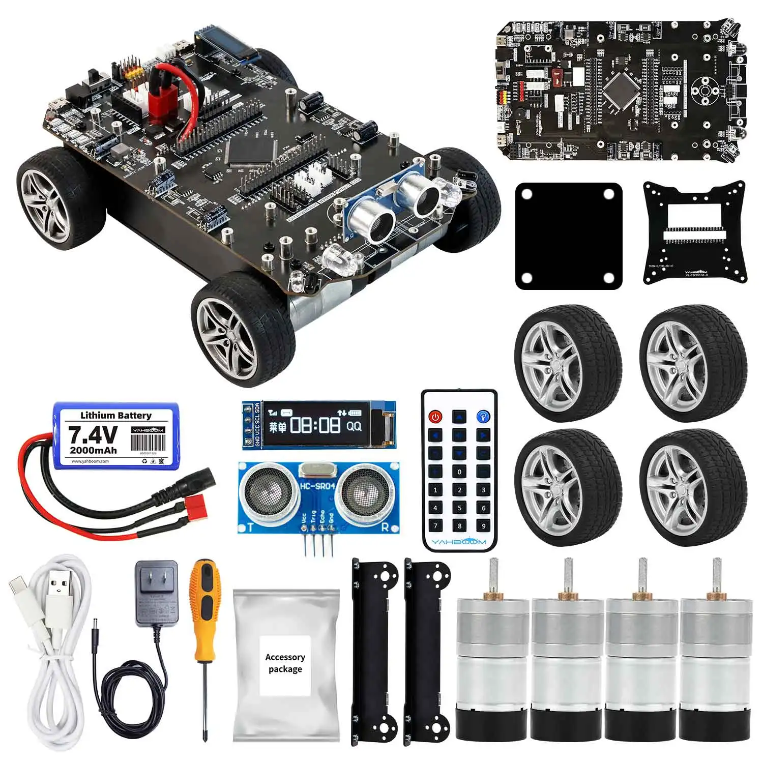 STM32 Smart Car Adopt STM32F103ZET67 Chip With 310 Encoder Motor Ultrasonic Module  STM32 Development Board And Robot Car 2-in-1